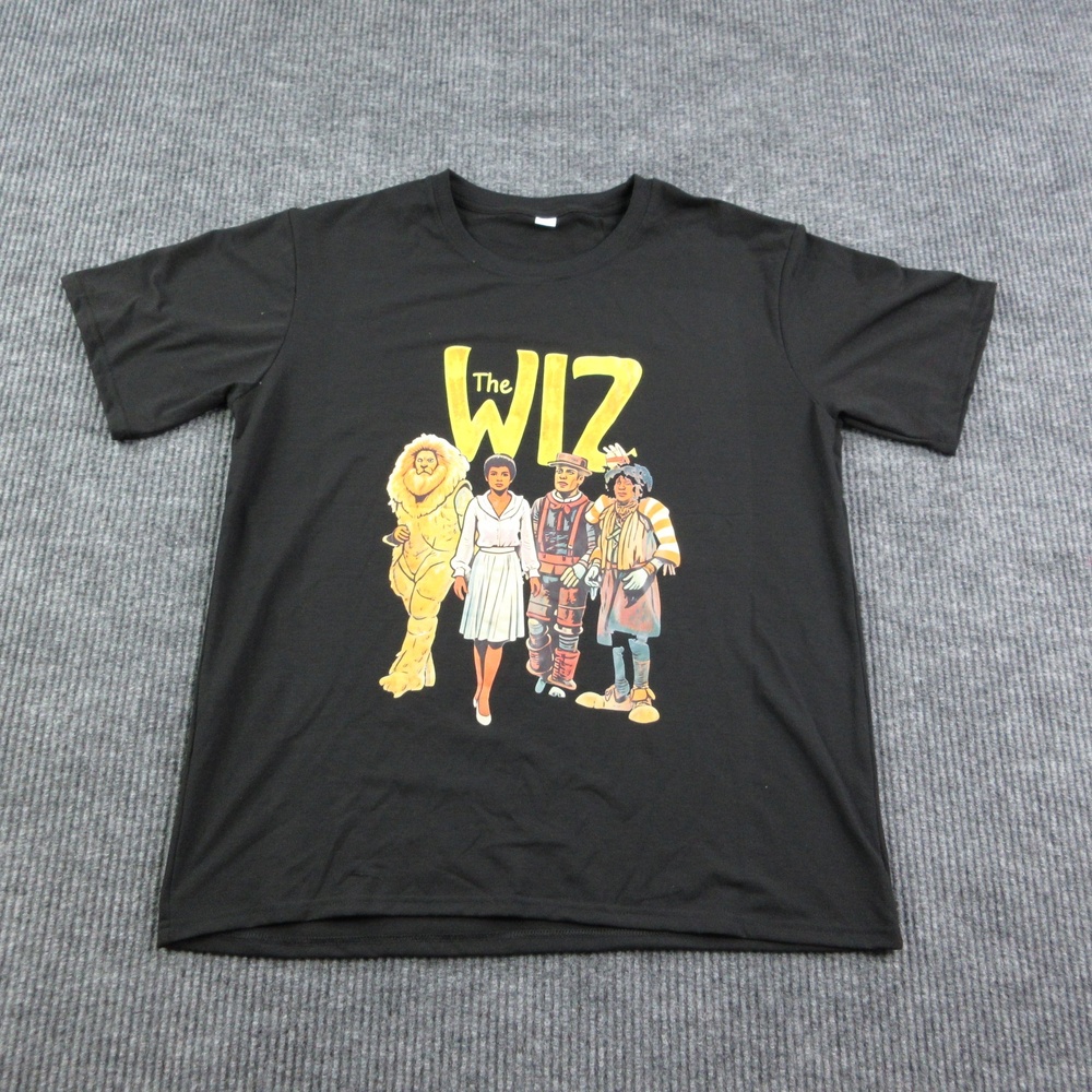 The Wiz Shirt Mens L Black Crew Neck Cotton Lightweight Jersey Graphic Print Tee